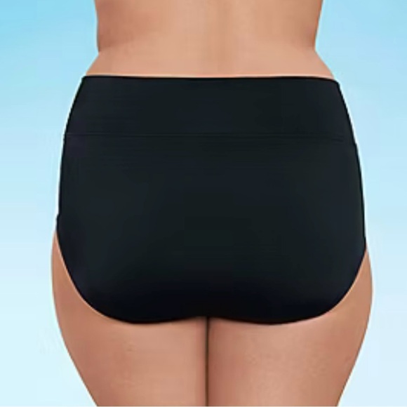 High-Waisted Black Swim Bikini Brief Bottom Only - Picture 3 of 3